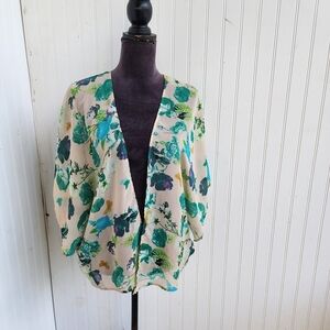 Windsor Women’s Floral Print Kimono Sheer Cover Up Beige One Size Fits Most OS